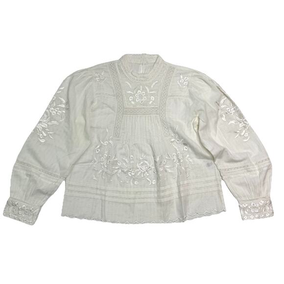 Sundance Delicate Devotion Top Marshmallow Petite Medium PM Embroidered Bohemian - Picture 2 of 7